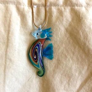 glass seahorse necklace